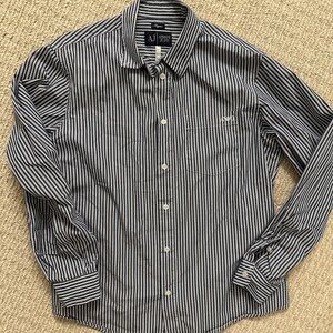 Armani Exchange Men's Shirt with Black and White Stripes